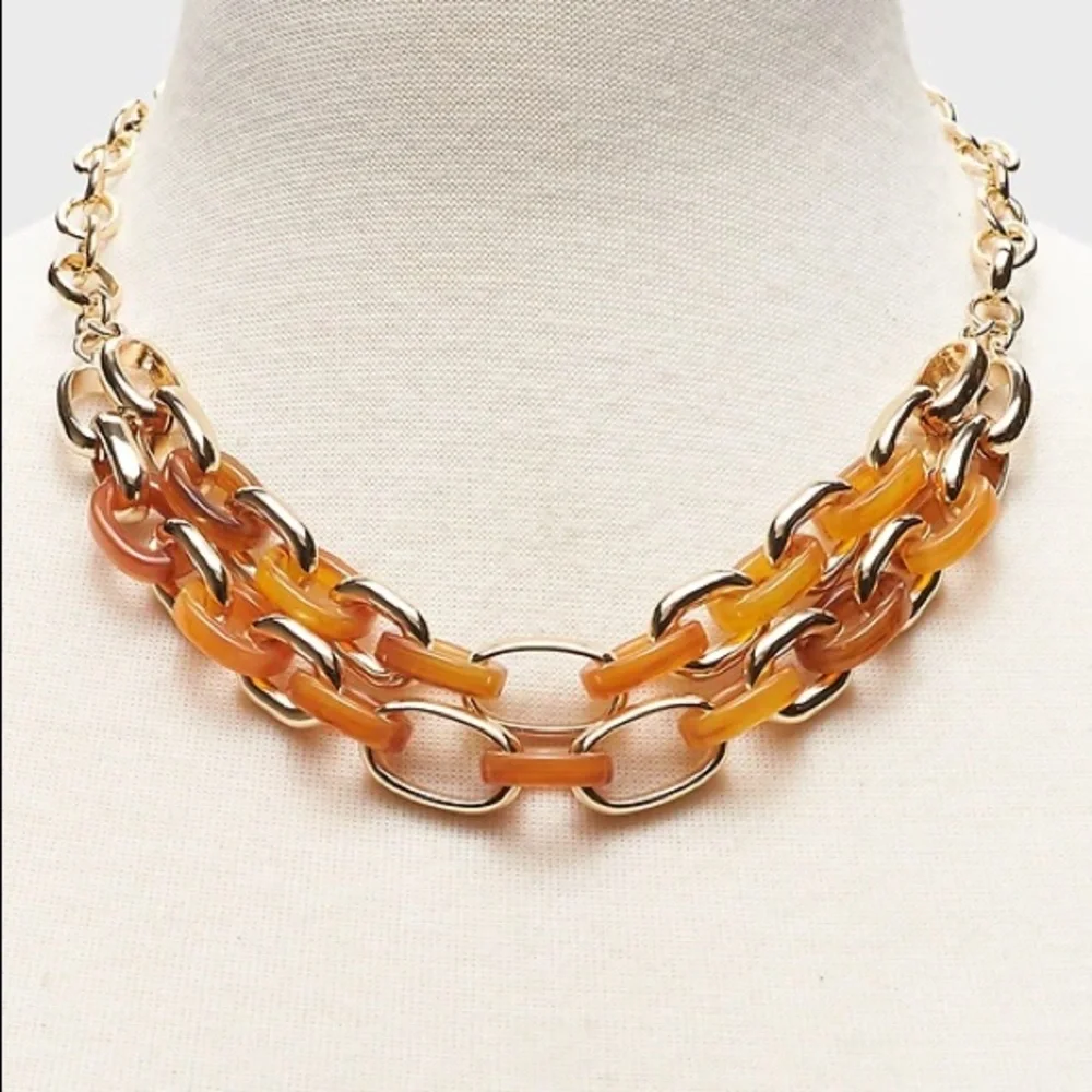 NWT Banana Republic Resin & Gold Statement Necklace - Picture 3 of 6